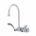 Thumbnail image #1 for T&S Brass B-1146-04-CR Wall-Mount Workboard Faucet, 4-Inch Centers, 5-3/4-Inch Swivel Gooseneck, 2.2 GPM