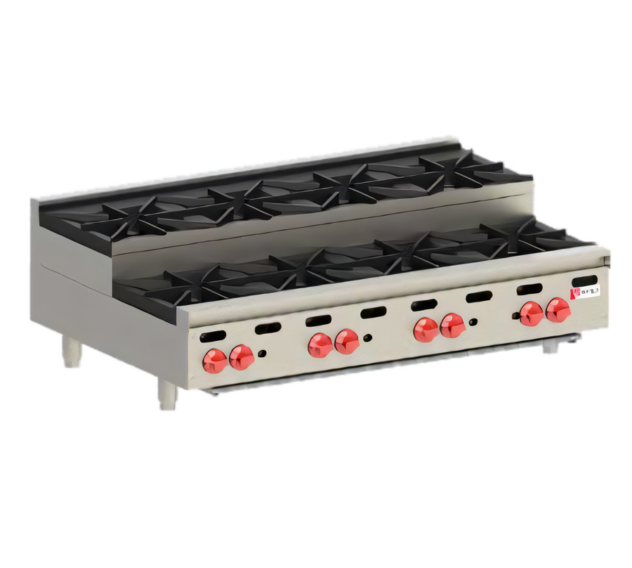Product image #1 for Wolf Achiever 48-Inch Gas Countertop Hotplate with 4 Open Burners, 4 Step-Up Burners, 240,000 BTU