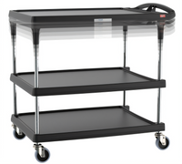 Metro myCart Plus Series 3-Shelf Adjustable-Height Black Polymer Utility Cart
