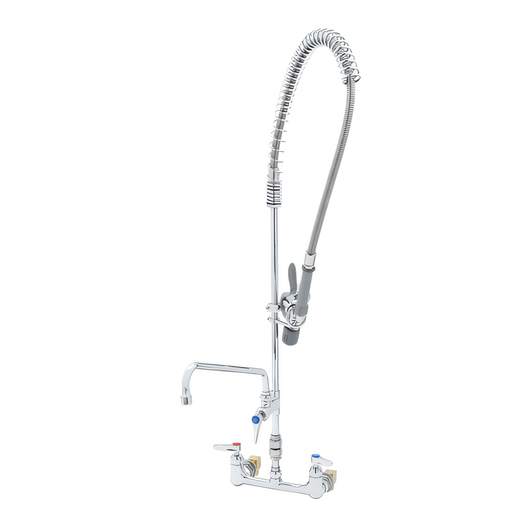 Product image #1 for T&S Brass EasyInstall Wall-Mount Pre-Rinse Unit with 12-Inch Swing Spout Add-On Faucet, 8-Inch Centers