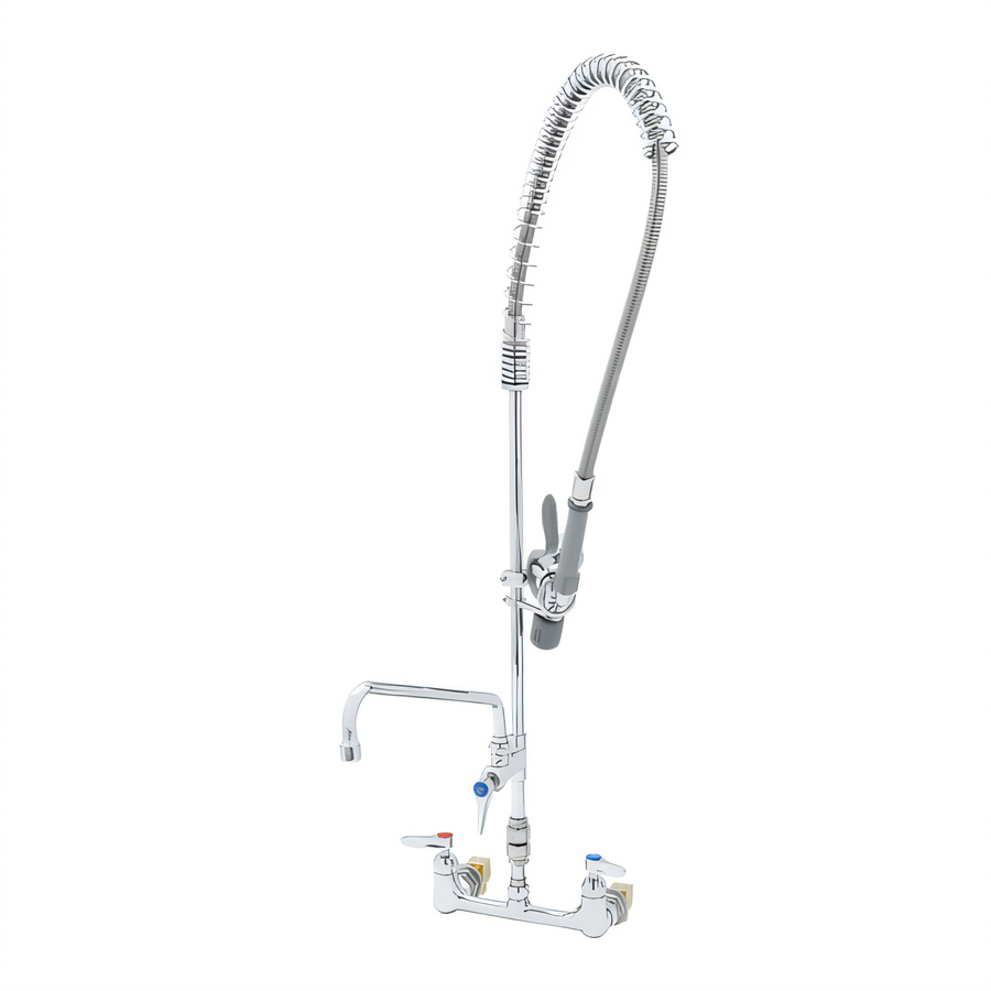 Product image #1 for T&S Brass EasyInstall Wall-Mount Pre-Rinse Unit with 12-Inch Swing Spout Add-On Faucet, 8-Inch Centers