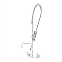 T&S Brass EasyInstall Wall-Mount Pre-Rinse Unit with 12-Inch Swing Spout Add-On Faucet, 8-Inch Centers