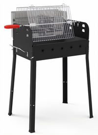 Omcan Painted Steel Charcoal BBQ Grill with Stainless Steel Double Grid and Central Rod