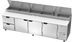 Thumbnail image #1 for Beverage-Air DPD119HC-2 119-Inch Four-Section Pizza Top Refrigerated Prep Table with 2 Drawers and 3 Doors