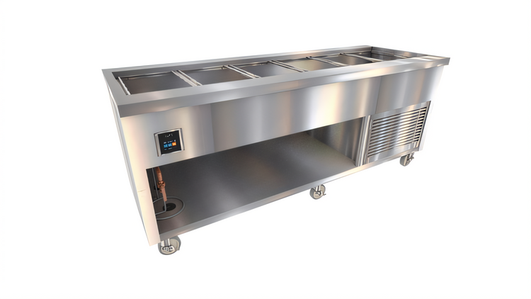 Product image #1 for Thurmaduke TCM-88SS-N7 88-Inch Mobile Refrigerated Cold Food Unit with NSF 7 Cold Pan