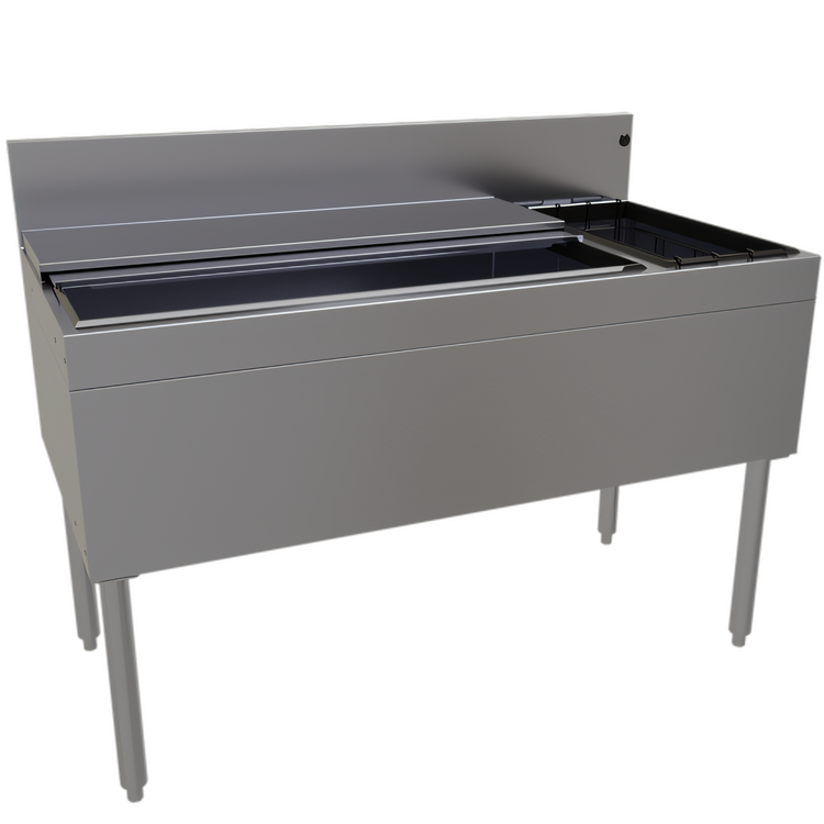 Product image #1 for Glastender 48-Inch Underbar Ice Bin/Cocktail Unit with Right-Side Bottle Well and 10-Circuit Cold Plate