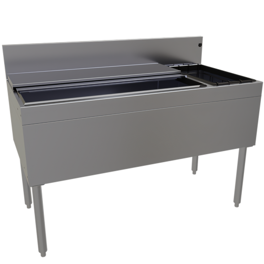 Product image #1 for Glastender 48-Inch Underbar Ice Bin/Cocktail Unit with Right-Side Bottle Well and 10-Circuit Cold Plate