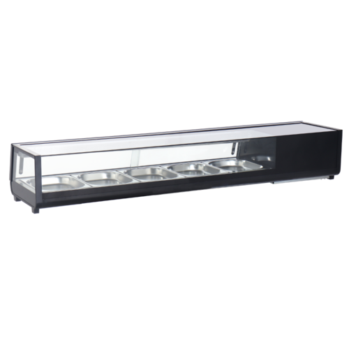 Product image #1 for Omcan Countertop Refrigerated Sushi Display Case, 71-Inch, 132-Liter, 5 Half-Size Pans