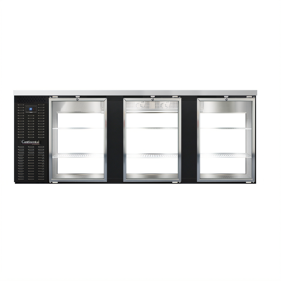 Product image #1 for Continental Refrigerator BB90SNGDPT 90" Shallow Depth Pass-Thru Back Bar Cooler with Glass Doors
