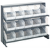 Thumbnail image #1 for Quantum Sloped Bench-Style Pick Rack, 36 Inches Wide, 3 Shelves, 15 Clear Bins Included