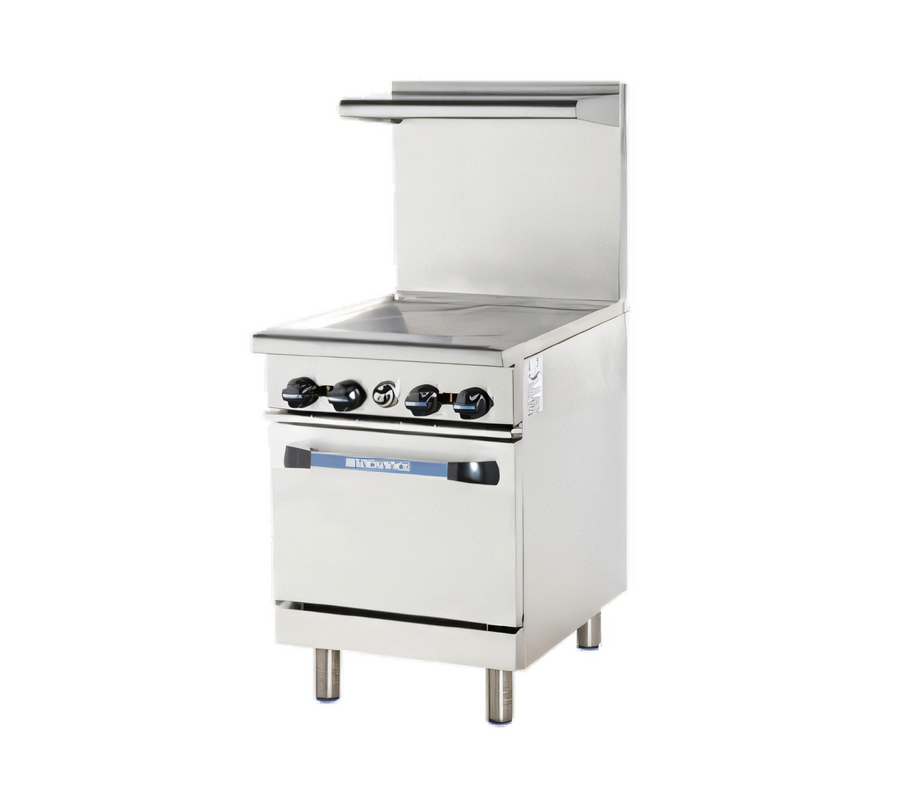 Product image #1 for Turbo Air Radiance 24-Inch Heavy Duty LP Gas Restaurant Range with 3/4-Inch Thermostatic Griddle and Space Saver Oven