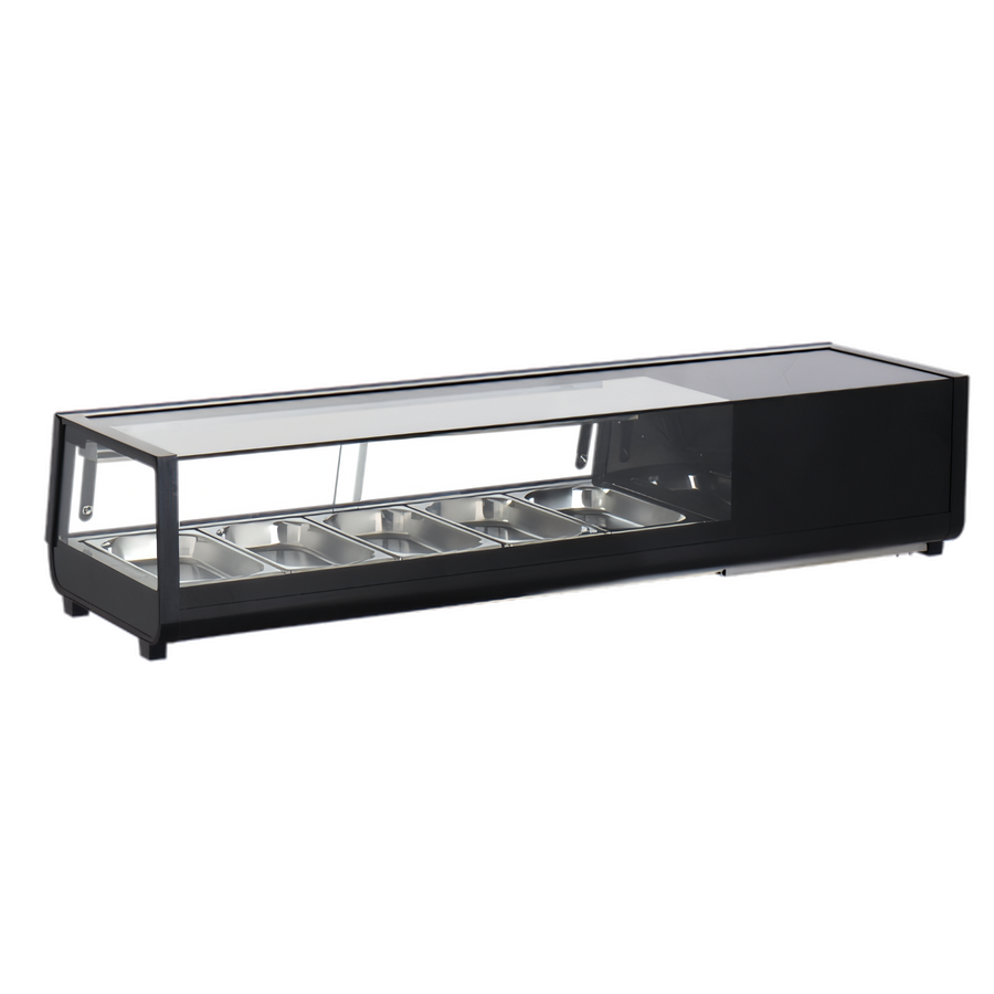 Product image #1 for Omcan 54-Inch Countertop Sushi Display Case, 52 Liter, Black Finish