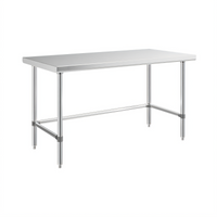 Sapphire 72 Inch x 30 Inch x 35 Inch Stainless Steel Flat Top Work Table with Open Base and Stainless Steel Legs