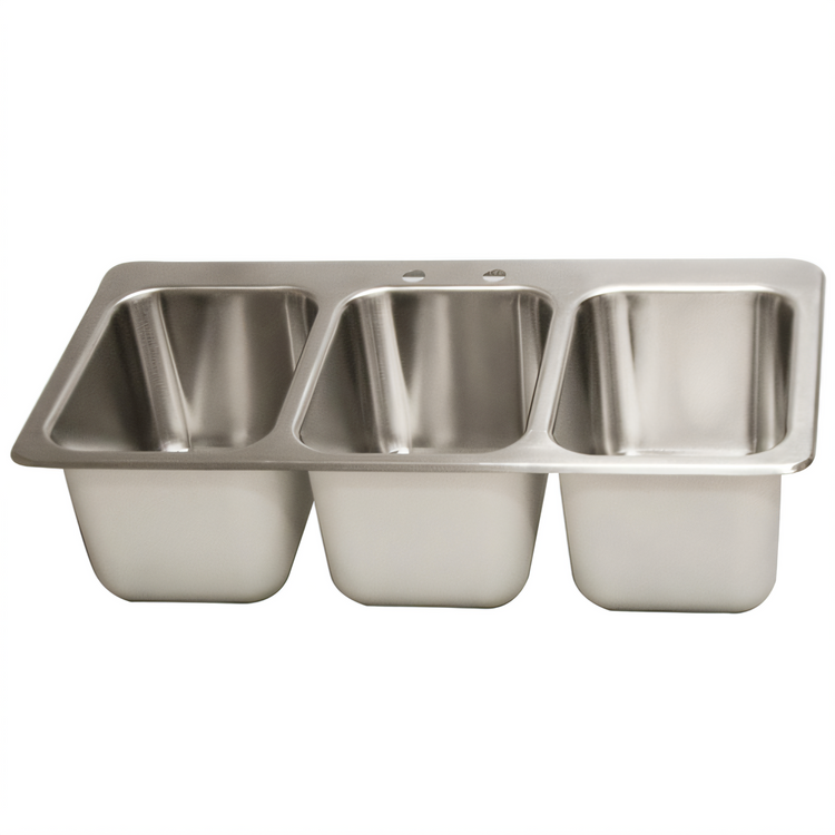 Product image #1 for BK Resources Deep Drawn 3-Compartment Drop-In Sink, 35-3/4" x 18-1/2" x 10"
