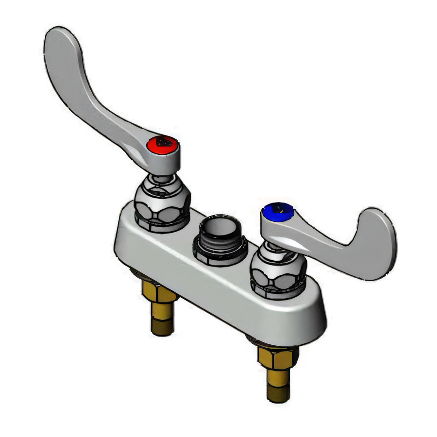 Product image #1 for T&S Brass B-1110-LN-WH4 Workboard Faucet, Deck Mounted, 4-Inch Centers, Less Nozzle, Wrist Action Handles