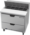 Thumbnail image #1 for Beverage-Air SPED36HC-10-2 36-Inch 1-Section Sandwich Prep Table Refrigerator with 10-Pan Top and 2 Drawers