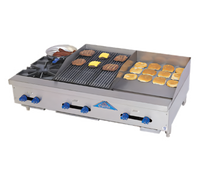 Comstock-Castle 48-Inch Countertop Gas Char-Broiler/Griddle Combination, 30 x 21 Broiler, 18 x 21 Griddle, Lava Rock, 116,000 BTU