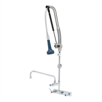 T&S Brass EverSteel EasyInstall 8-Inch Wall-Mount Workboard Pull-Down Pre-Rinse Unit with Add-On Faucet and 12-Inch Swing Nozzle