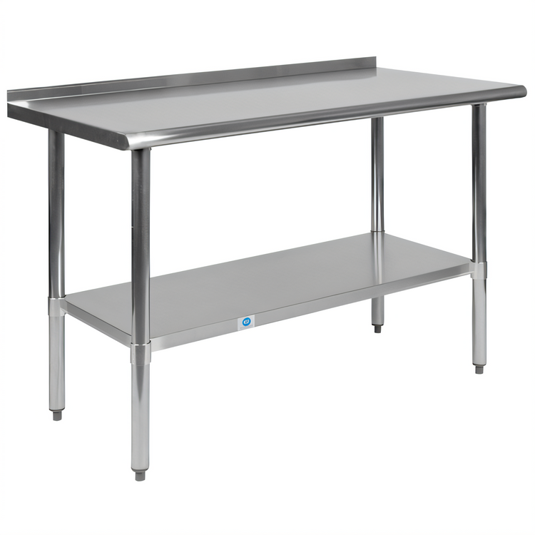 Product image #1 for Flash Furniture 48-Inch x 24-Inch Stainless Steel Prep and Work Table with 1.5-Inch Backsplash and Undershelf