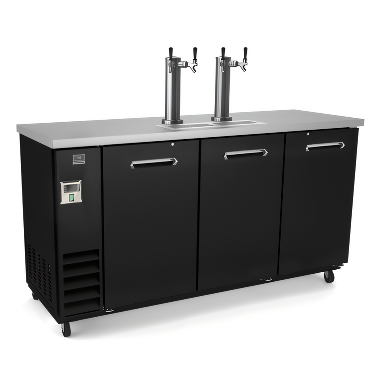 Product image #1 for Kelvinator Commercial 73-Inch Wide Three-Door Draft Beer Cooler with 2 Refrigerated Double Faucet Columns
