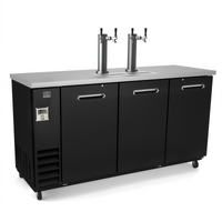 Kelvinator Commercial 73-Inch Wide Three-Door Draft Beer Cooler with 2 Refrigerated Double Faucet Columns