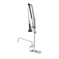 EverSteel DuraPull Wall-Mount Workboard Pull-Down Pre-Rinse Unit with Add-On Faucet, 8-Inch Centers, 12-Inch Swing Nozzle