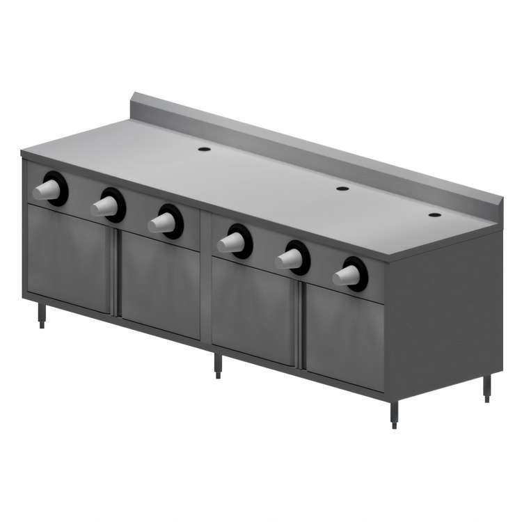 Product image #1 for BK Resources 96-Inch x 30-Inch Convenience Store Enclosed Work Table with Cabinet Base and Cup Dispensers