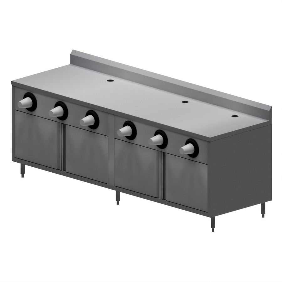 Product image #1 for BK Resources 96-Inch x 30-Inch Convenience Store Enclosed Work Table with Cabinet Base and Cup Dispensers