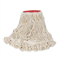 Super Stitch Large 4-Ply Cotton/Synthetic Blend Looped-End Mop Head, White, 1-Inch Headband