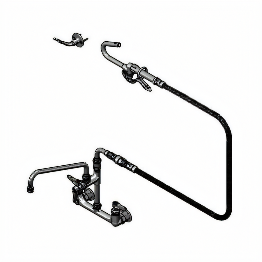 Product image #1 for T&S Brass Double Pantry Deck-Mount Mixing Faucet with Pot Filler, 12-Inch Swing Nozzle, and 60-Inch Hose