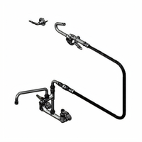 T&S Brass Double Pantry Deck-Mount Mixing Faucet with Pot Filler, 12-Inch Swing Nozzle, and 60-Inch Hose