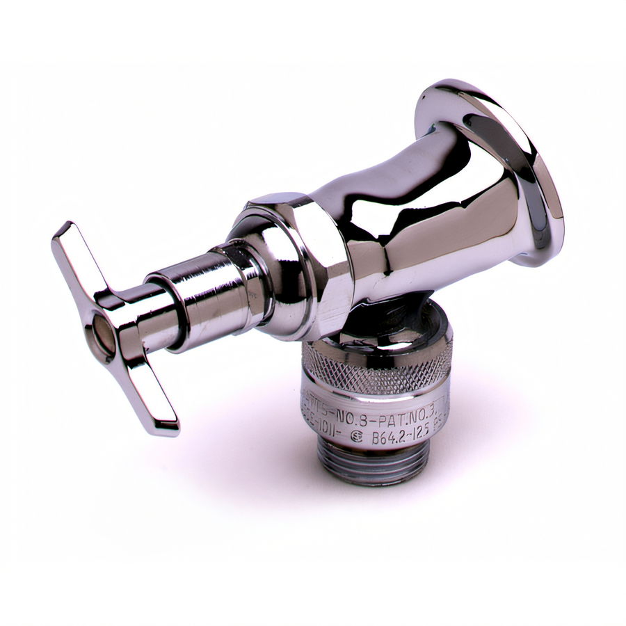 Product image #1 for T&S Brass Bronze Sill Faucet with Vacuum Breaker and Loose Key Handle, Polished Chromium Plated Finish