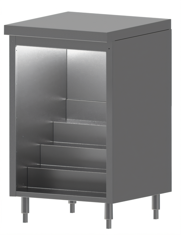 Product image #1 for Top Shelf 30-Inch Back Bar Liquor Step Cabinet, Flat Top, 4-Step Stainless Steel Display