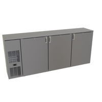 Glastender CS1FB84 Shallow-Depth Front-Serviced One-Zone Back Bar Cooler, 84-Inch, Three-Section, Self-Contained