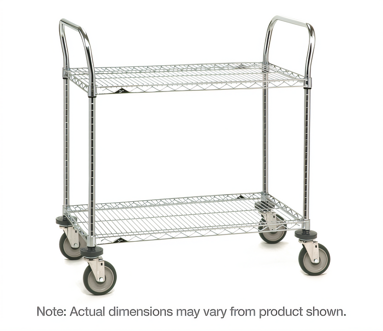 Product image #1 for Metro Super Erecta SP Heavy Duty Chrome-Plated Utility Bus Cart, Standard Unit, 60 x 24 x 39 Inches, 2 Shelves