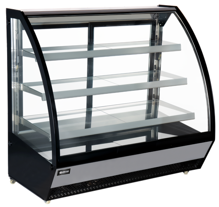 Product image #1 for Omcan 48-Inch Curved Front Lift-Up Glass See-Thru Refrigerated Display Case, 22.35 Cu. Ft.