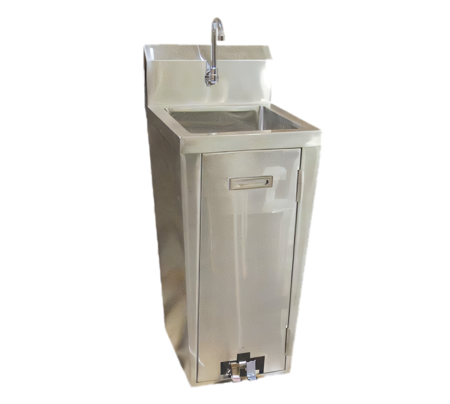 Product image #1 for Hand Wash Pedestal Sink with Faucet and Foot Valves, 304 Stainless Steel