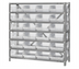 Thumbnail image #1 for Quantum Heavy-Duty Stationary Wire Shelving Unit with 7 Shelves and 24 Clear Bins, 36