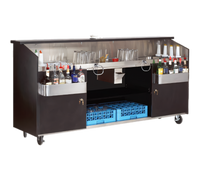 Regency Supreme 95-3/4 Inch Wide Black Portable Bar with 2 Ice Bins, Bottle Storage and Stainless Steel Work Top