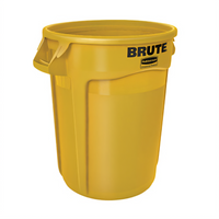Rubbermaid Commercial BRUTE ProSave 32 Gallon Round Trash Container, Yellow, Without Lid