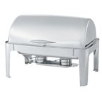 Thumbnail image #1 for Vollrath T3500 8 Qt Full-Size Rectangular Stainless Steel Roll-Top Chafer, Mirrored Finish, Canned Heat