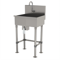 Advance Tabco Freestanding 16-Gauge 304 Stainless Steel Service Sink with Knee Valve and Gooseneck Faucet, 22 x 19-1/2 Inches