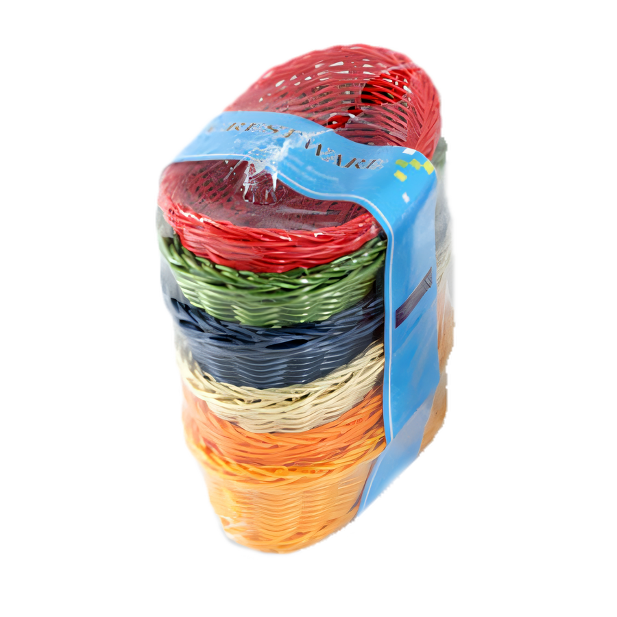 Product image #1 for Crestware 9 x 6 x 3 Oval Fast Food Basket Set, Assorted 6-Color Woven Polypropylene
