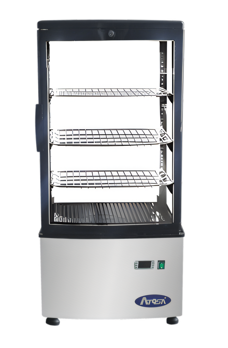 Product image #1 for Atosa DSRC-28 Countertop Refrigerated Display Case, 2.8 Cu. Ft., 4-Sided Glass, Stainless Steel, 115V