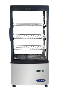 Atosa DSRC-28 Countertop Refrigerated Display Case, 2.8 Cu. Ft., 4-Sided Glass, Stainless Steel, 115V