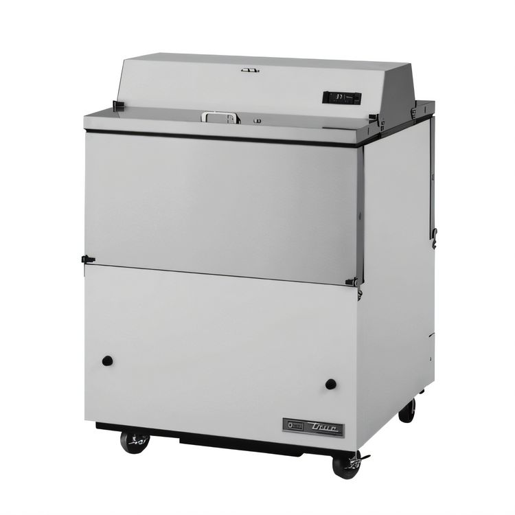 Product image #1 for True Dual-Sided Mobile School Milk Cooler Cart, 8-Crate Capacity, Forced-Air, White/Stainless Steel