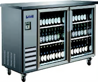 IKON Refrigeration IBB61-2G-24SS Two-Section Stainless Steel Glass Door Back Bar Cooler, 14.16 Cu. Ft.
