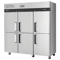 Turbo Air M3 Three-Section Reach-In Freezer, 65.6 Cu. Ft., Six Half-Hinged Solid Doors, Top-Mount Self-Contained, Stainless Steel