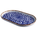 Thumbnail image #1 for G.E.T. Corona, Accents Indigo PA134I997706 Rectangular Rustic China Tray, 13.9 x 8.5 in, Indigo Case of 6