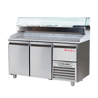 Marra Forni Two-Section Refrigerated Pizza Prep Table with Granite Work Surface and 7 x 1/3 Pan Rail